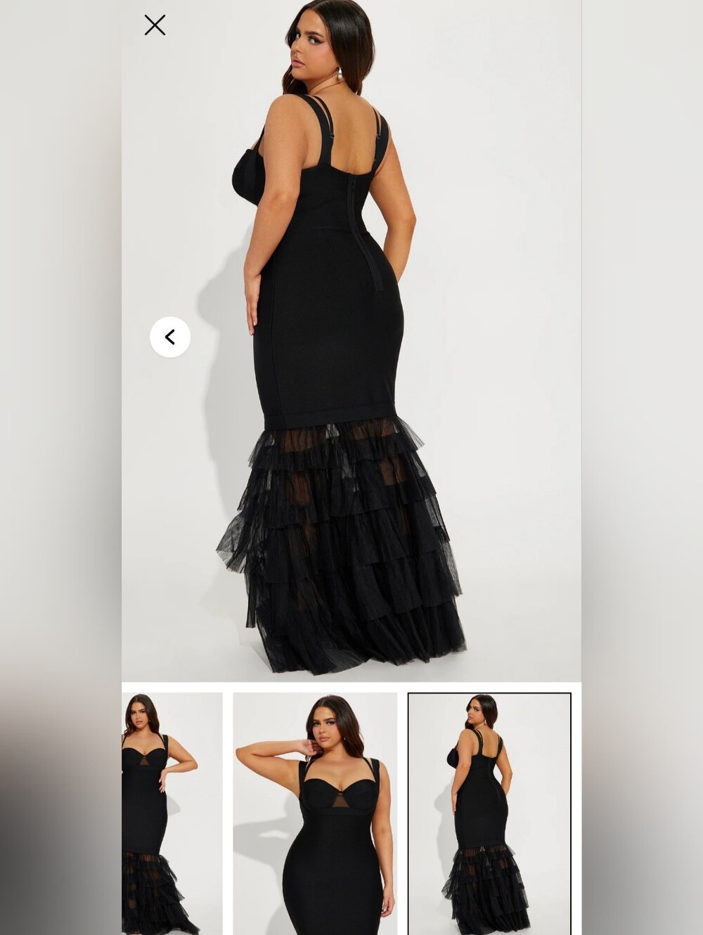 Fashion Nova Black Tulle-Hem Mermaid Maxi Dress - Picture 5 of 8